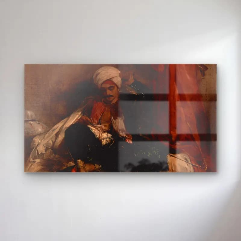 Richard Parkes Bonington – Seated Turk cam tablo — Richard Parkes Bonington – Seated Turk — yağlı boya erkek portresi