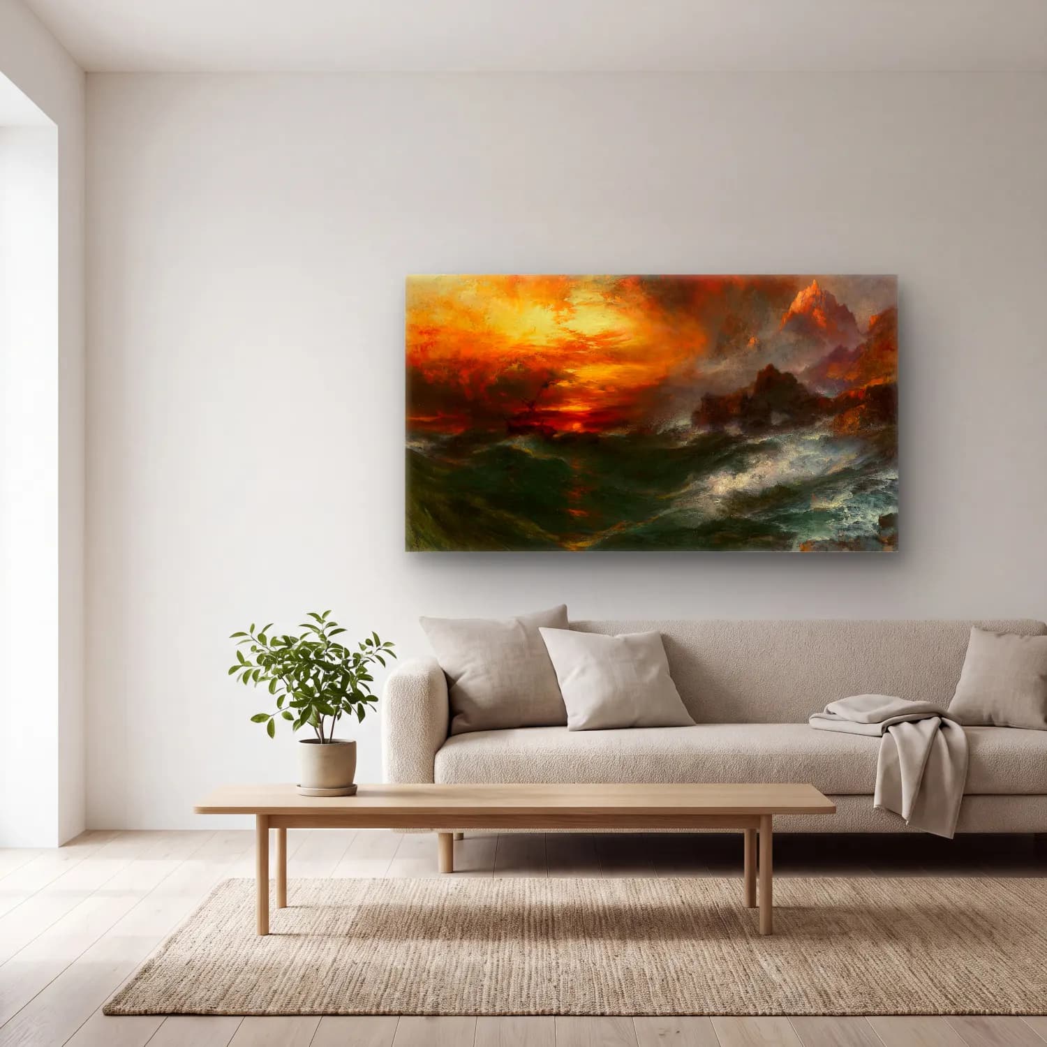 Thomas Moran – A Mountain of Loadstone-Arabian Nights cam tablo — açık renk salonda