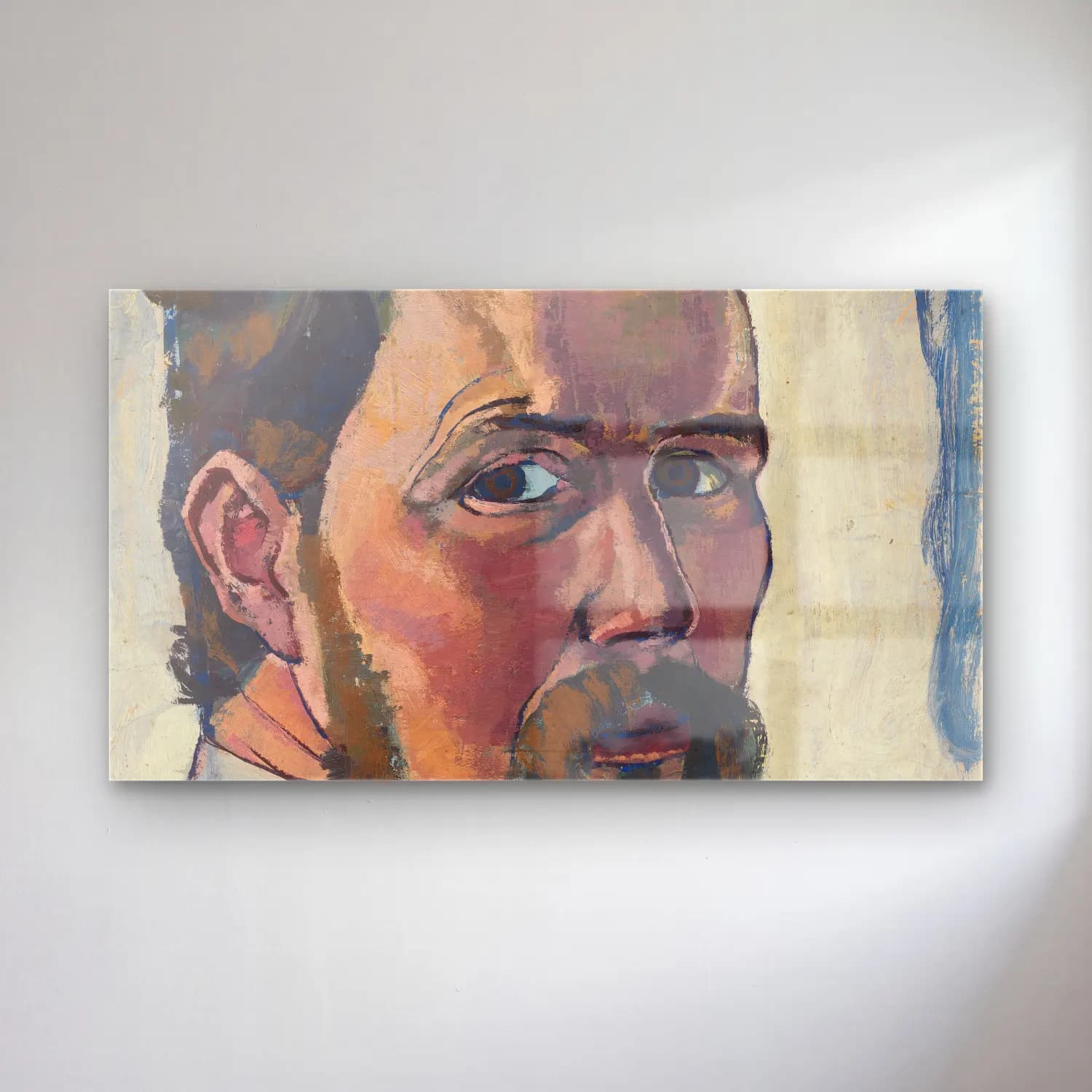 August Babberger – Selbstbildnis – Bej Tonlar cam tablo — August Babberger – Selbstbildnis – Bej Tonlar — yağlı boya erkek portresi