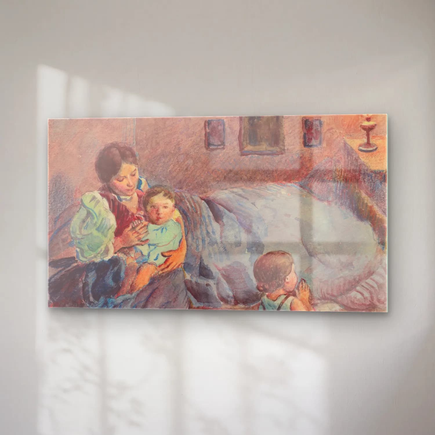 Vintage Anne ve Çocuk – Pastel Tonlar cam tablo — sağ açıdan görünüm