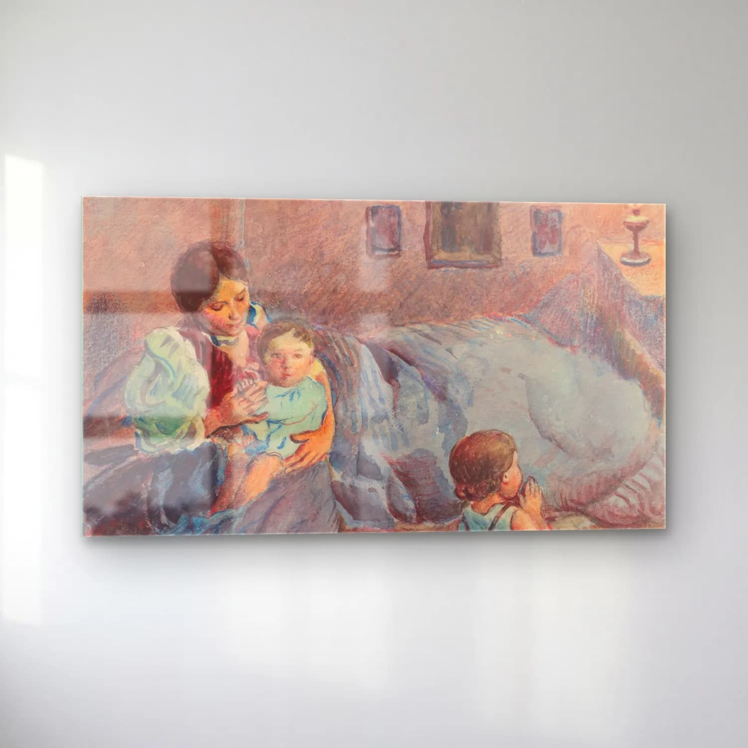 Vintage Anne ve Çocuk – Pastel Tonlar cam tablo — sol açıdan görünüm