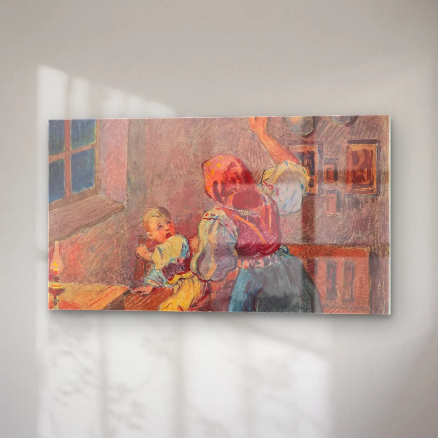 Empresyonist Anne ve Çocuk – Pastel Tonlar cam tablo — sağ açıdan görünüm