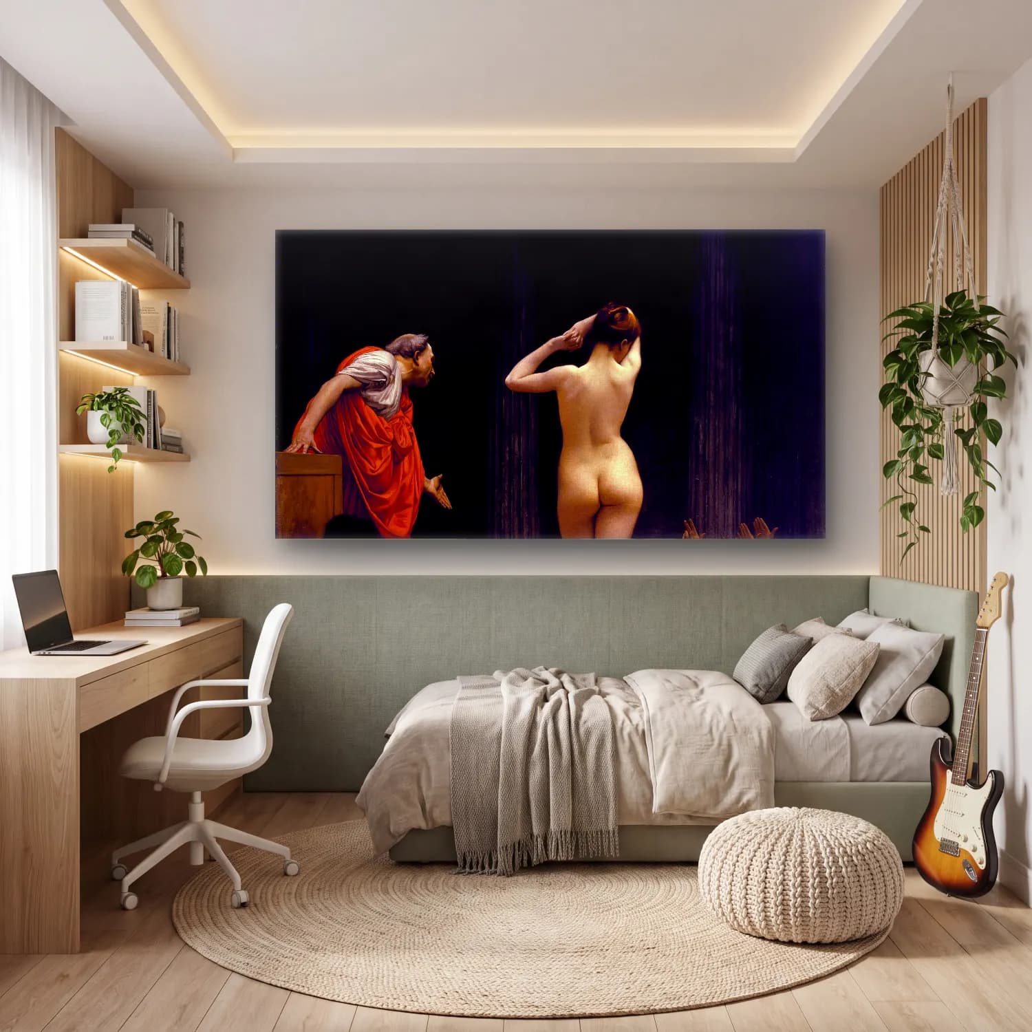 Yağlı Boya Figür Çalışması – Kırmızı Tonlar cam tablo — genç odasında