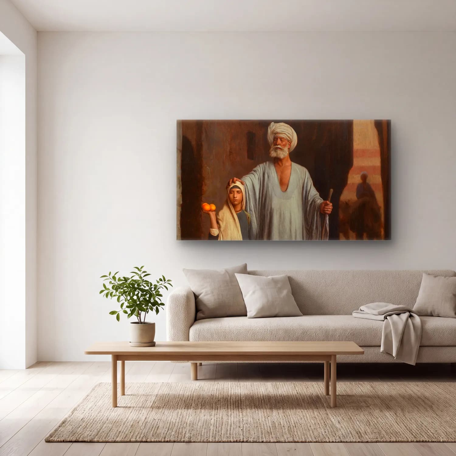Yağlı Boya Erkek Portresi No. 16 cam tablo — açık renk salonda