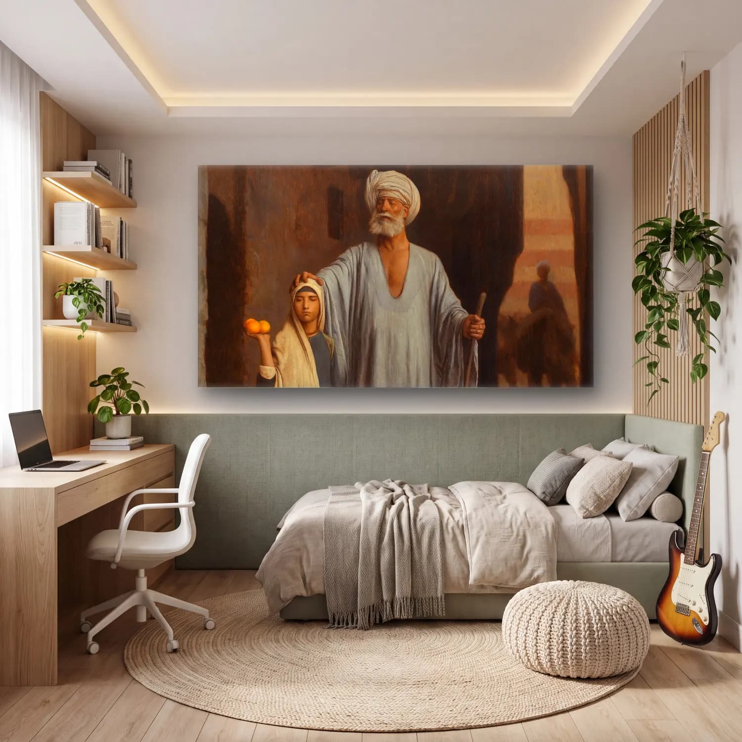 Yağlı Boya Erkek Portresi No. 16 cam tablo — genç odasında