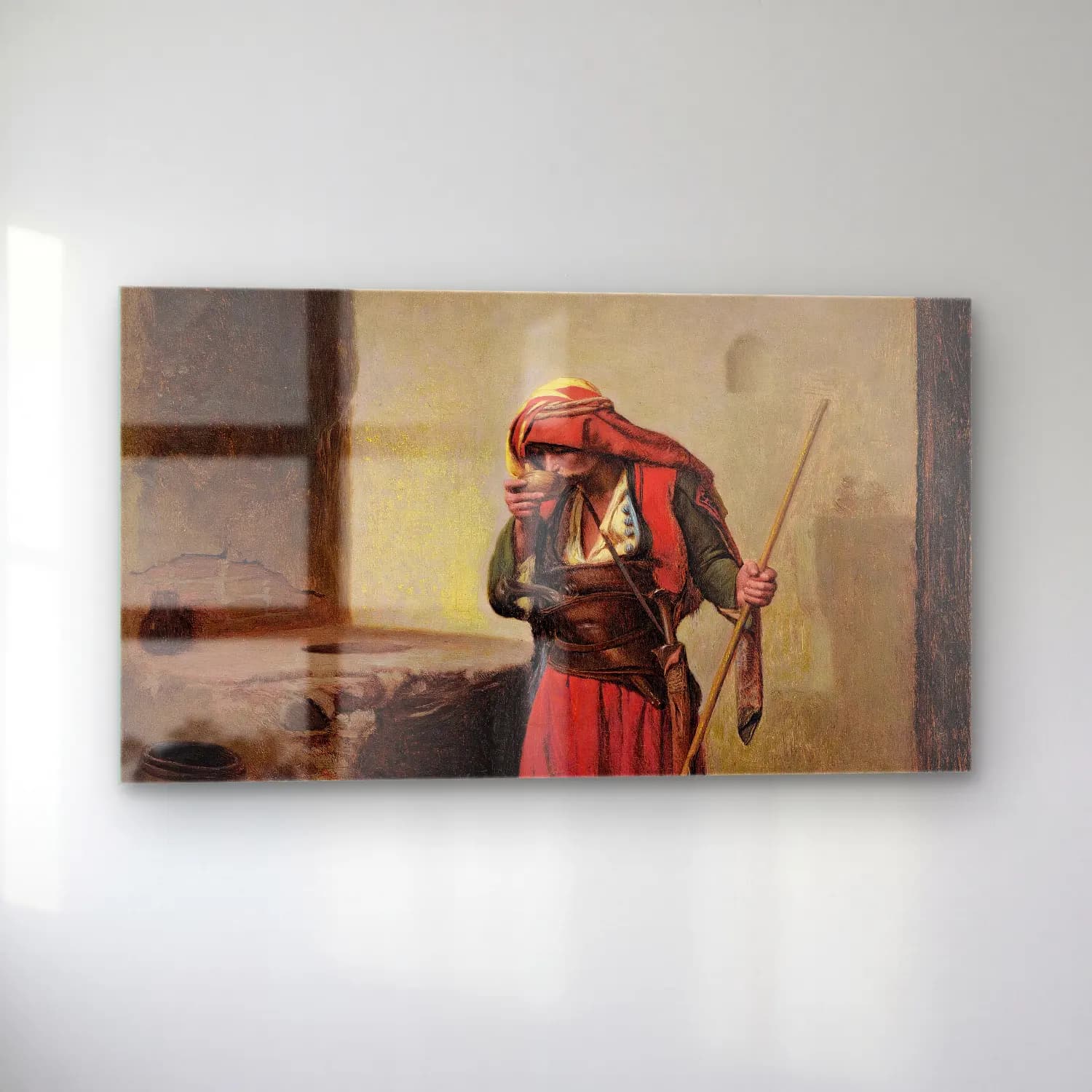 Yağlı Boya Şövalye No. 12 cam tablo — sol açıdan görünüm