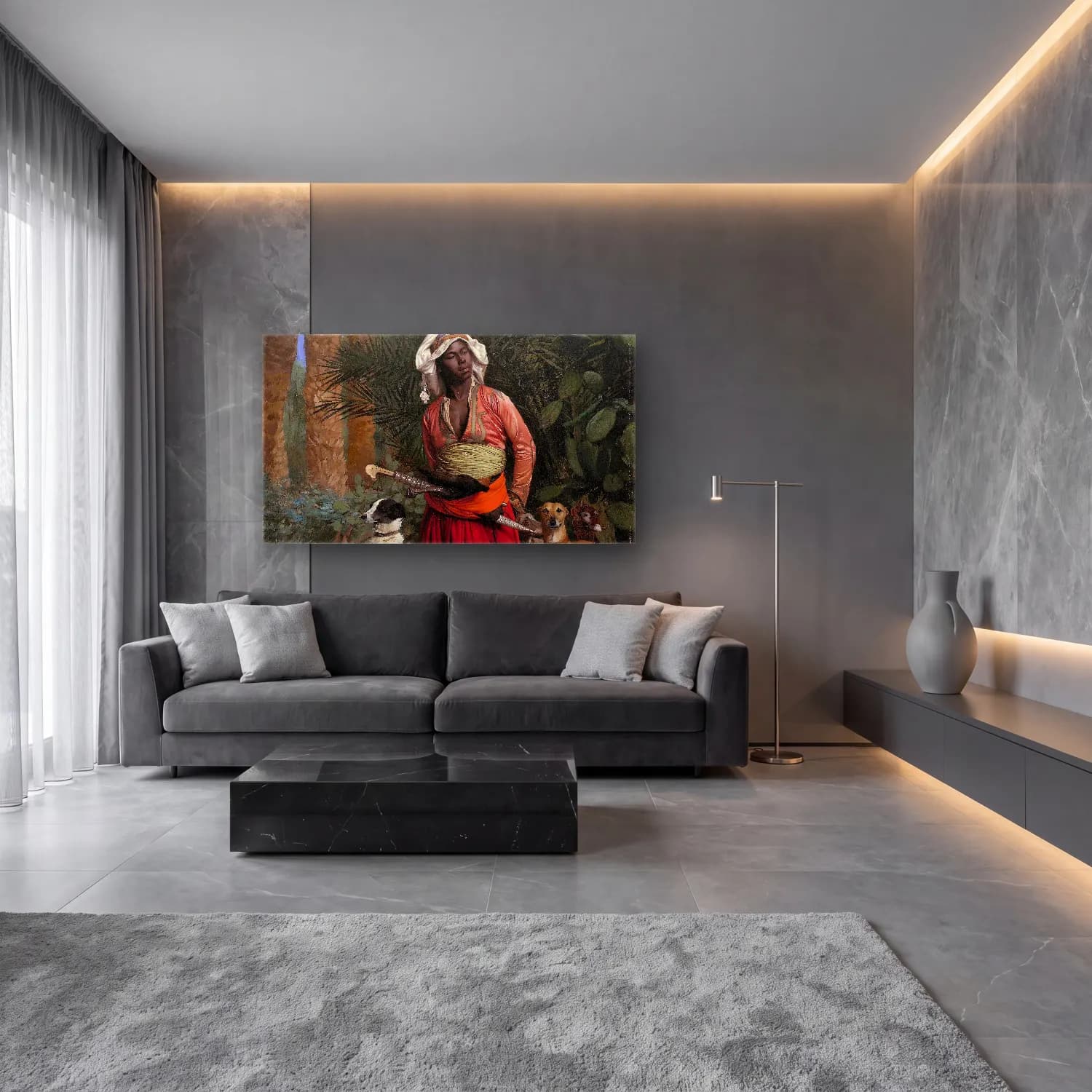 Yağlı Boya Erkek Portresi No. 21 cam tablo — lüks salon duvarında