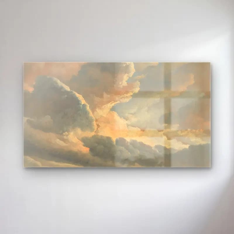 Simon Denis – Study of Clouds with a Sunset near Rome cam tablo — Simon Denis – Study of Clouds with a Sunset near Rome — yağlı boya bulutlu gökyüzü