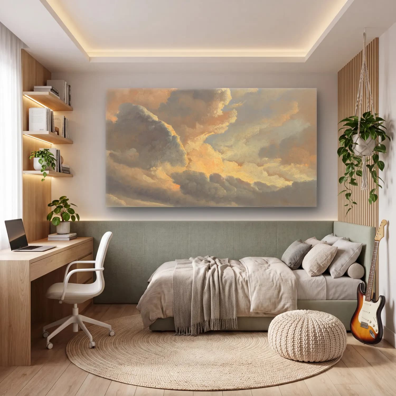 Simon Denis – Study of Clouds with a Sunset near Rome cam tablo — genç odasında