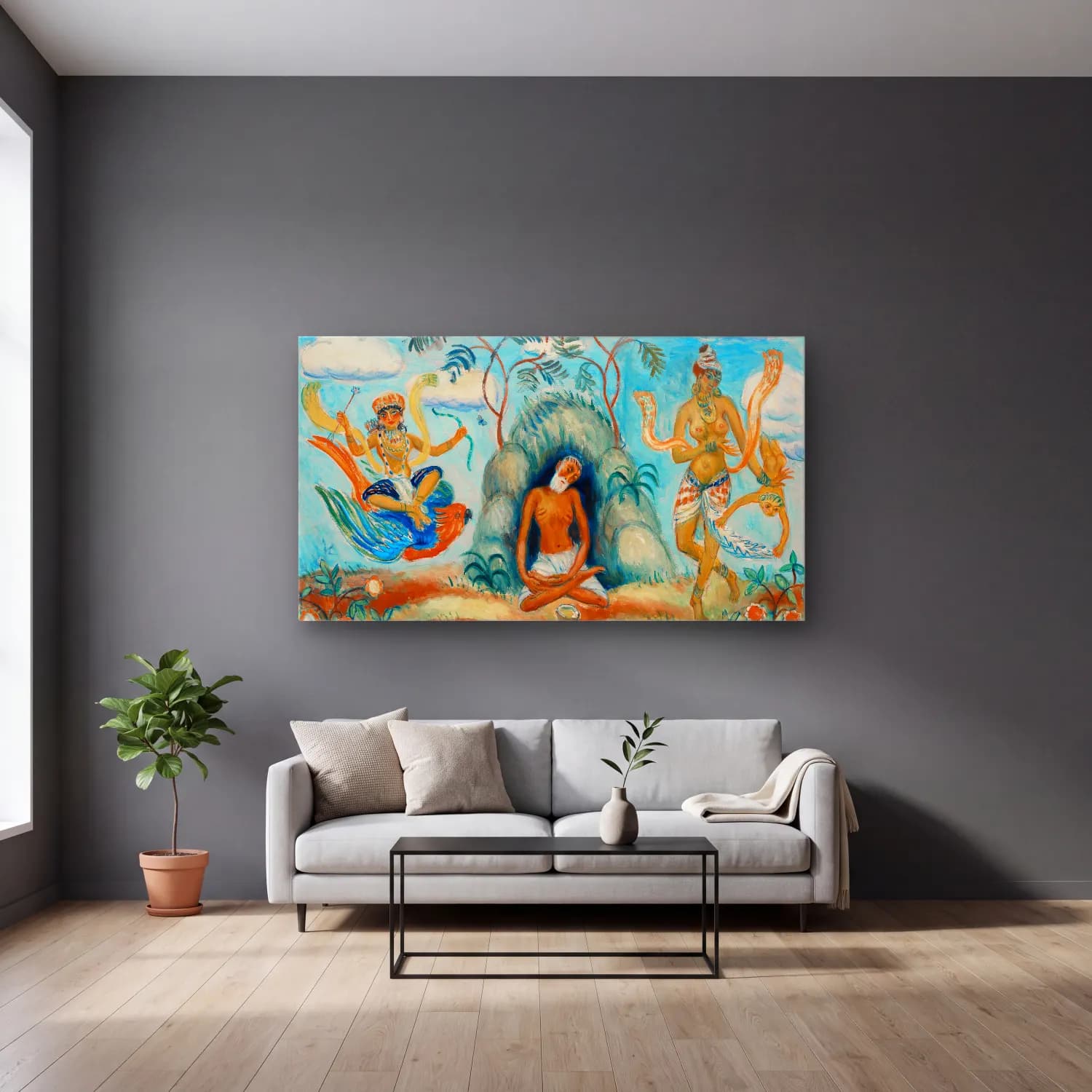William James Glackens – Decoration cam tablo — gri duvarlı salonda