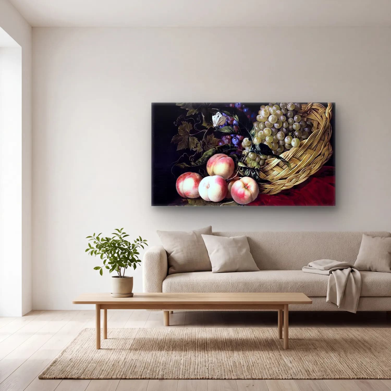 Willem van Aelst – Still-Life of Fruit cam tablo — açık renk salonda