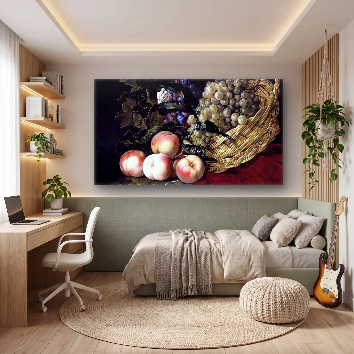 Willem van Aelst – Still-Life of Fruit cam tablo — genç odasında
