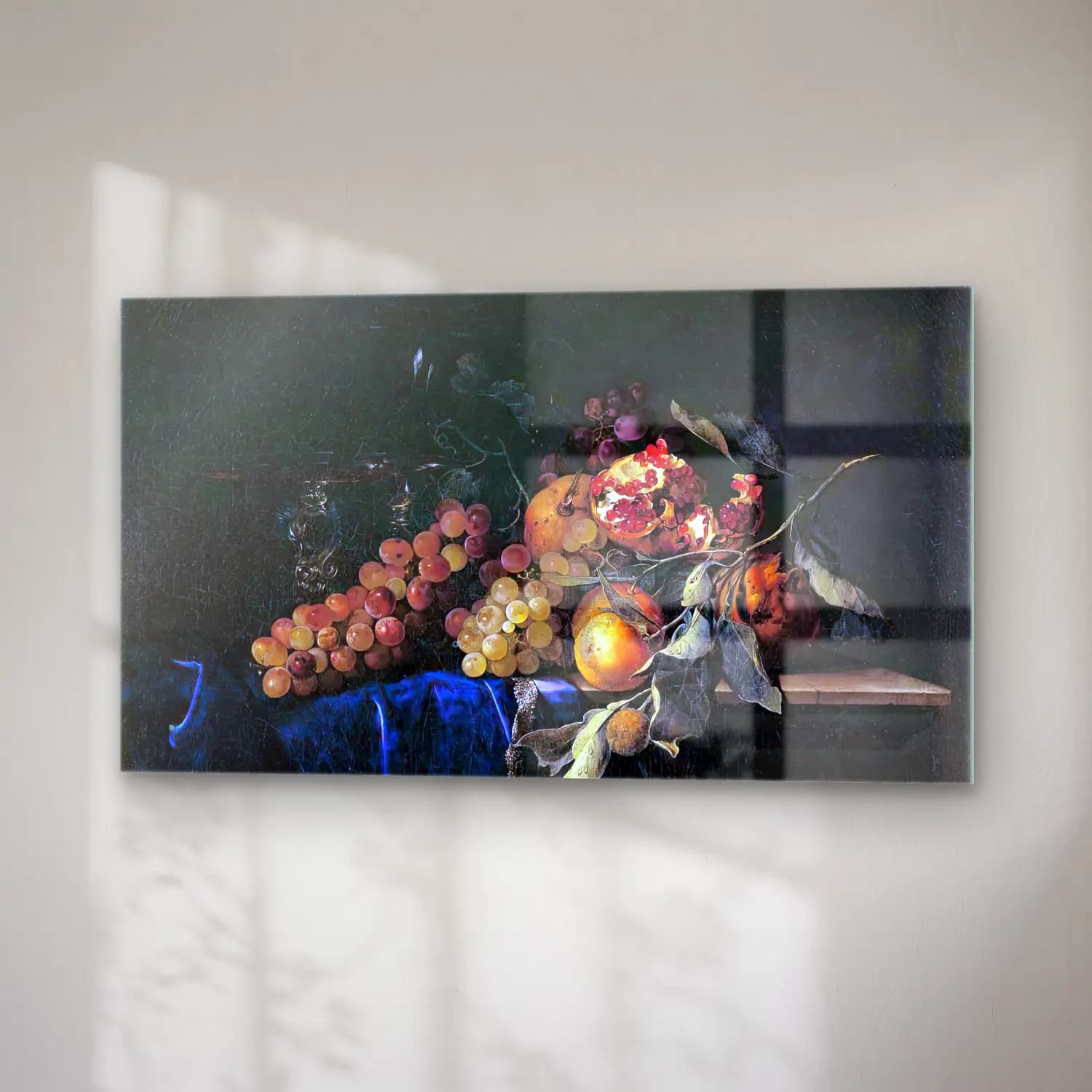 Willem van Aelst – Still-Life with Fruit and a Crystal Vase cam tablo — sağ açıdan görünüm