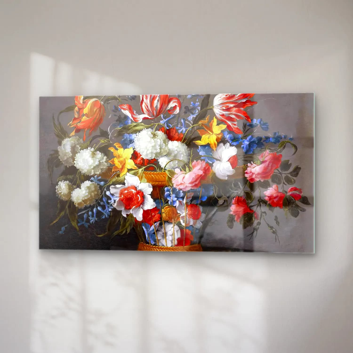 Juan de Arellano – A Wicker Basket with Flowers cam tablo — sağ açıdan görünüm