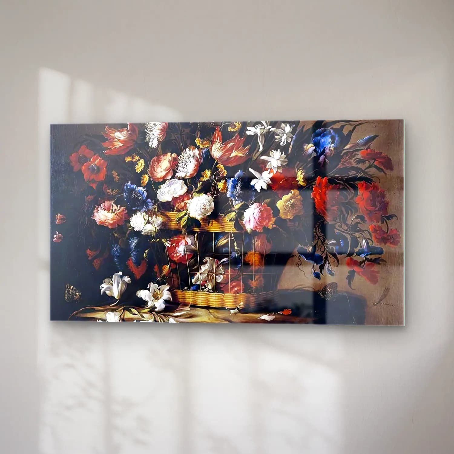 Juan de Arellano – Basket of Flowers cam tablo — sağ açıdan görünüm