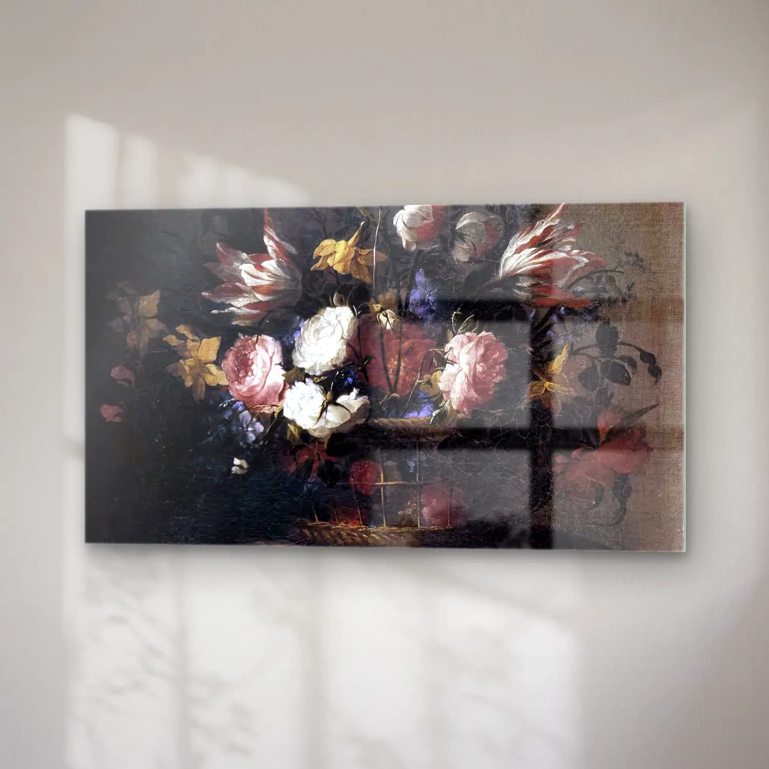 Juan de Arellano – Still-Life with a Basket of Flowers cam tablo — sağ açıdan görünüm