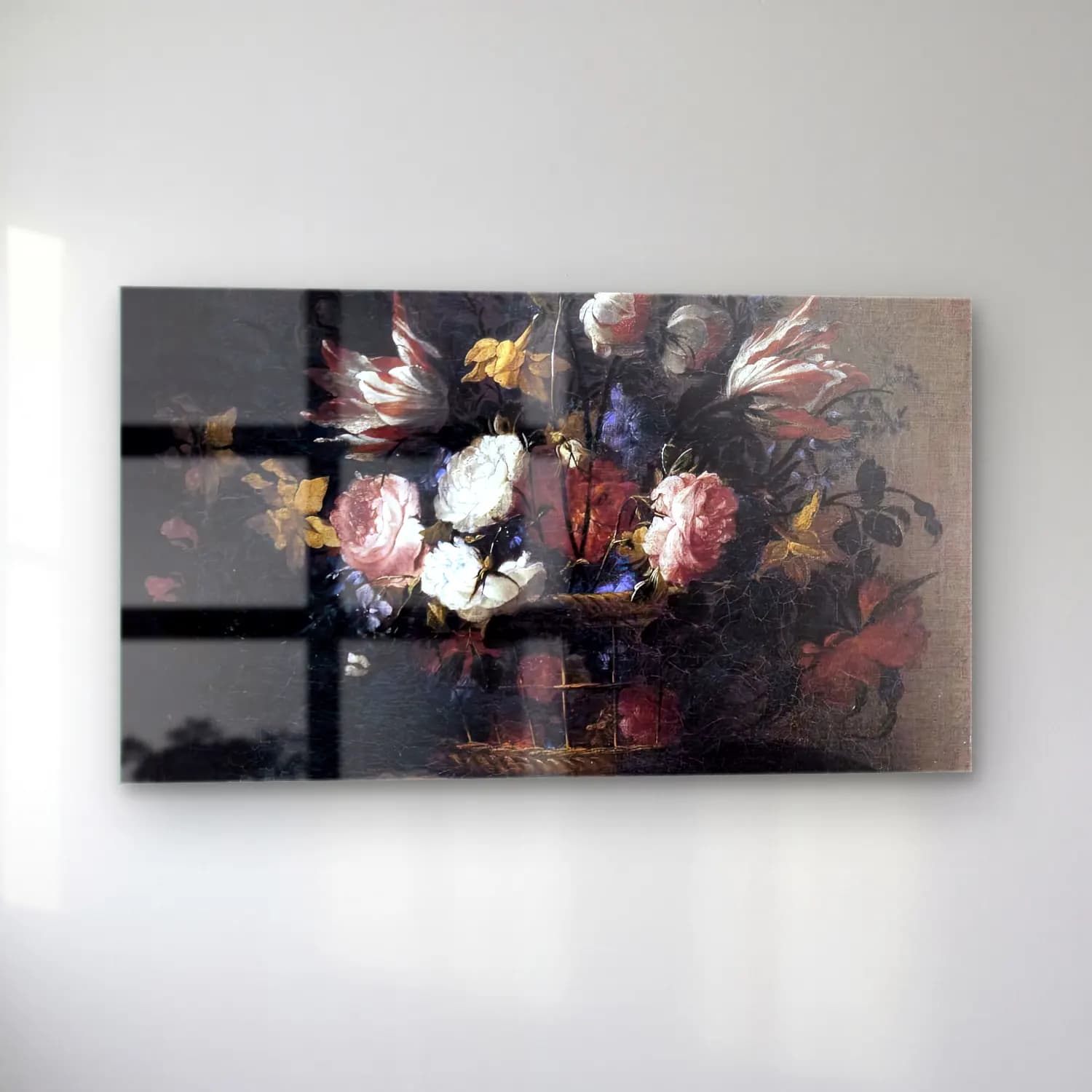 Juan de Arellano – Still-Life with a Basket of Flowers cam tablo — sol açıdan görünüm