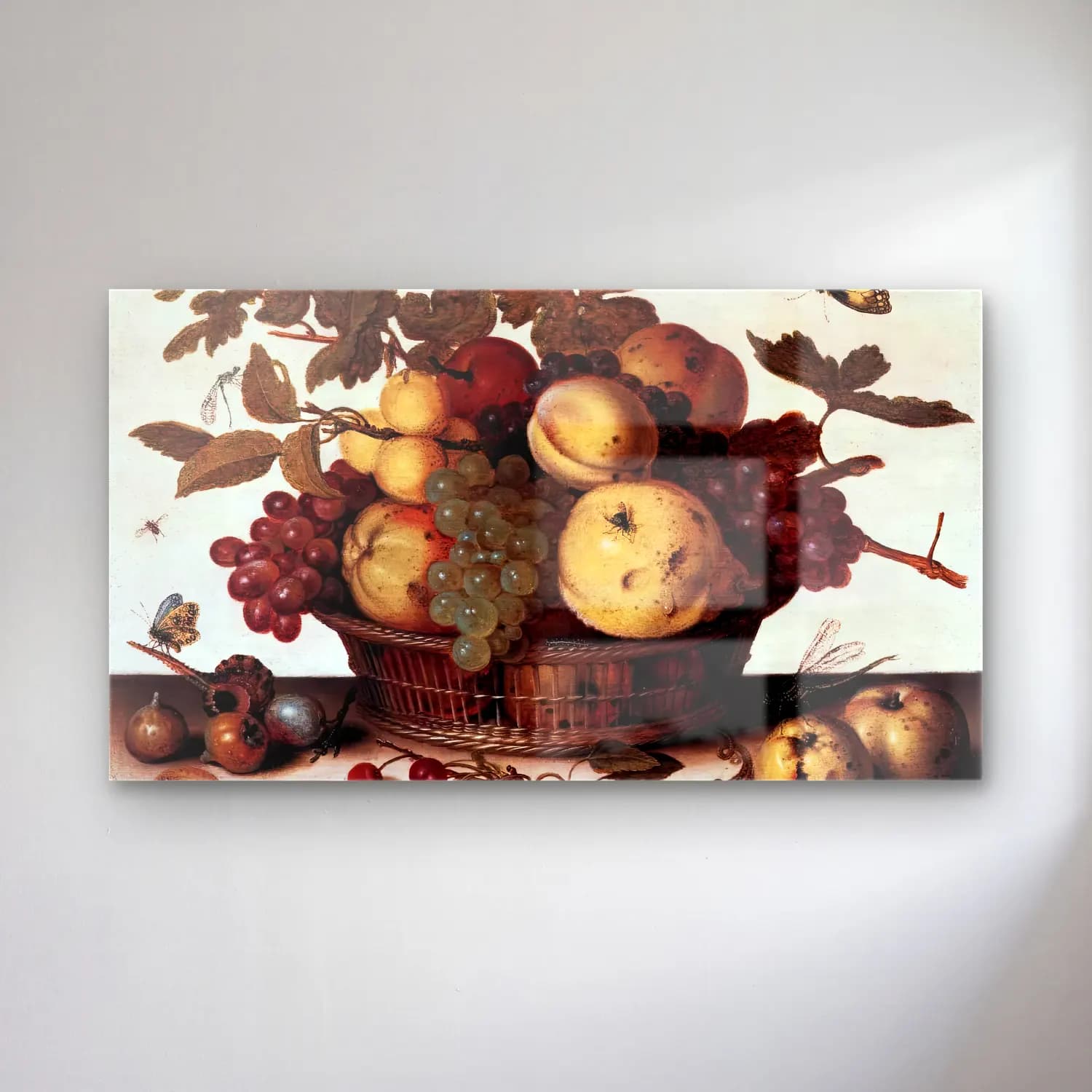 Balthasar van der Ast – Basket of Fruits cam tablo — Balthasar van der Ast – Basket of Fruits — yağlı boya meyveli natürmort