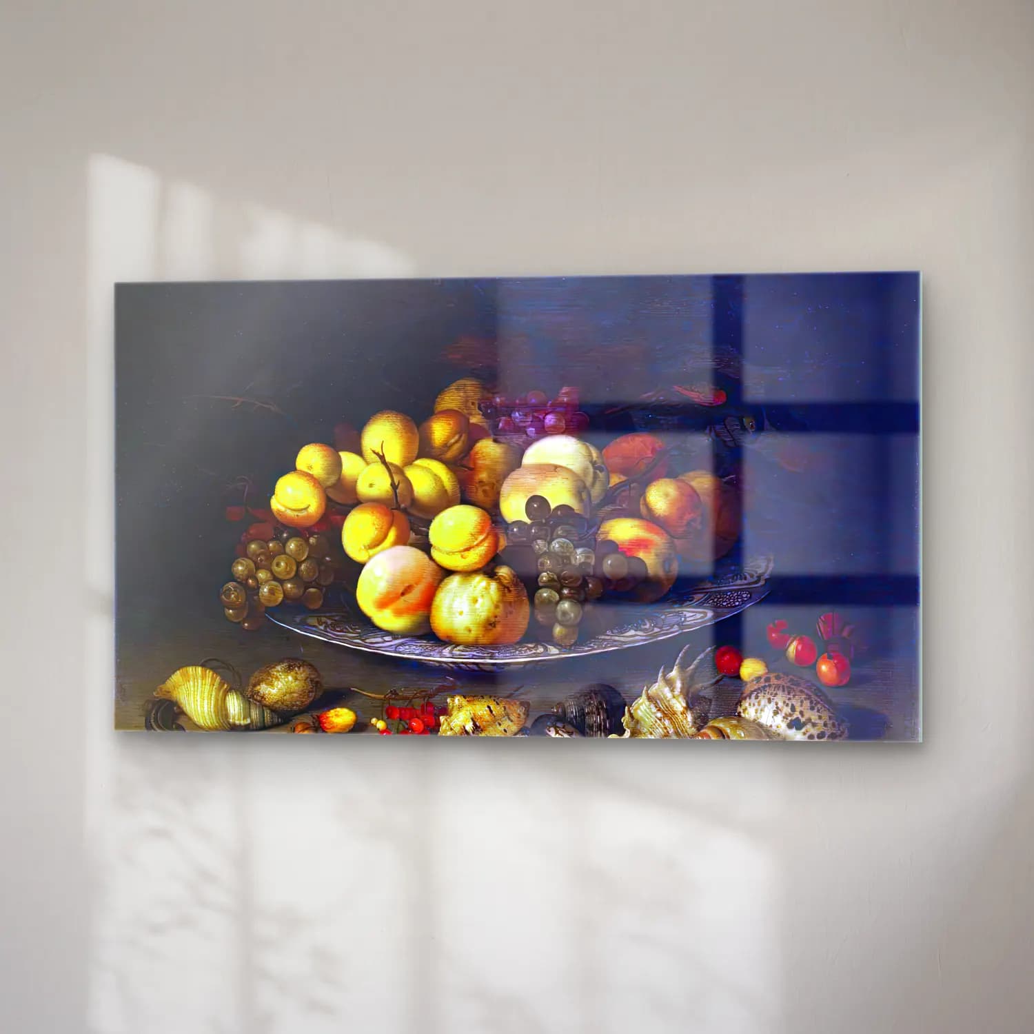 Balthasar van der Ast – Plate with Fruits and Shells cam tablo — sağ açıdan görünüm