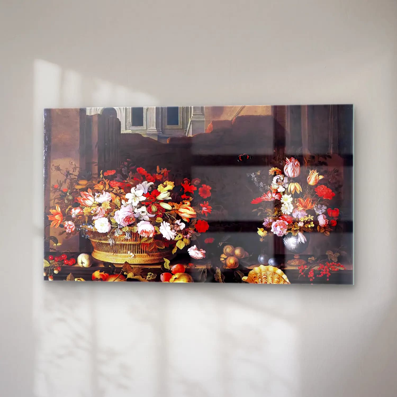 Balthasar van der Ast – Still-Life with Flowers, Fruit, and Shells cam tablo — sağ açıdan görünüm