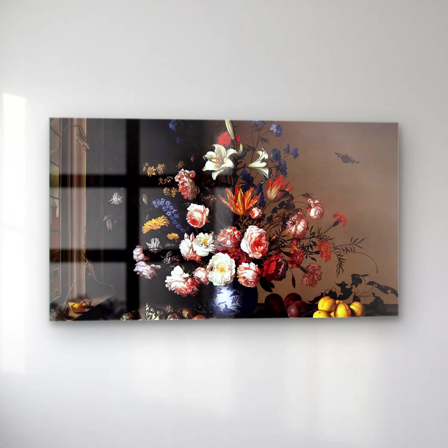 Balthasar van der Ast – Vase of Flowers by a Window cam tablo — sol açıdan görünüm