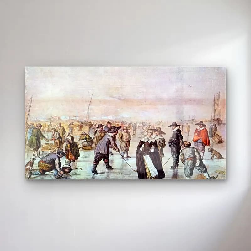 Hendrick Avercamp – A Scene on the Ice – Siyah Beyaz Tonlar cam tablo — Hendrick Avercamp – A Scene on the Ice – Siyah Beyaz Tonlar — vintage kayak