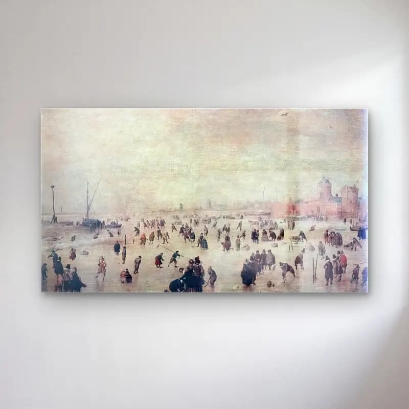 Hendrick Avercamp – Skaters cam tablo — Hendrick Avercamp – Skaters — empresyonist karlı kış manzarası
