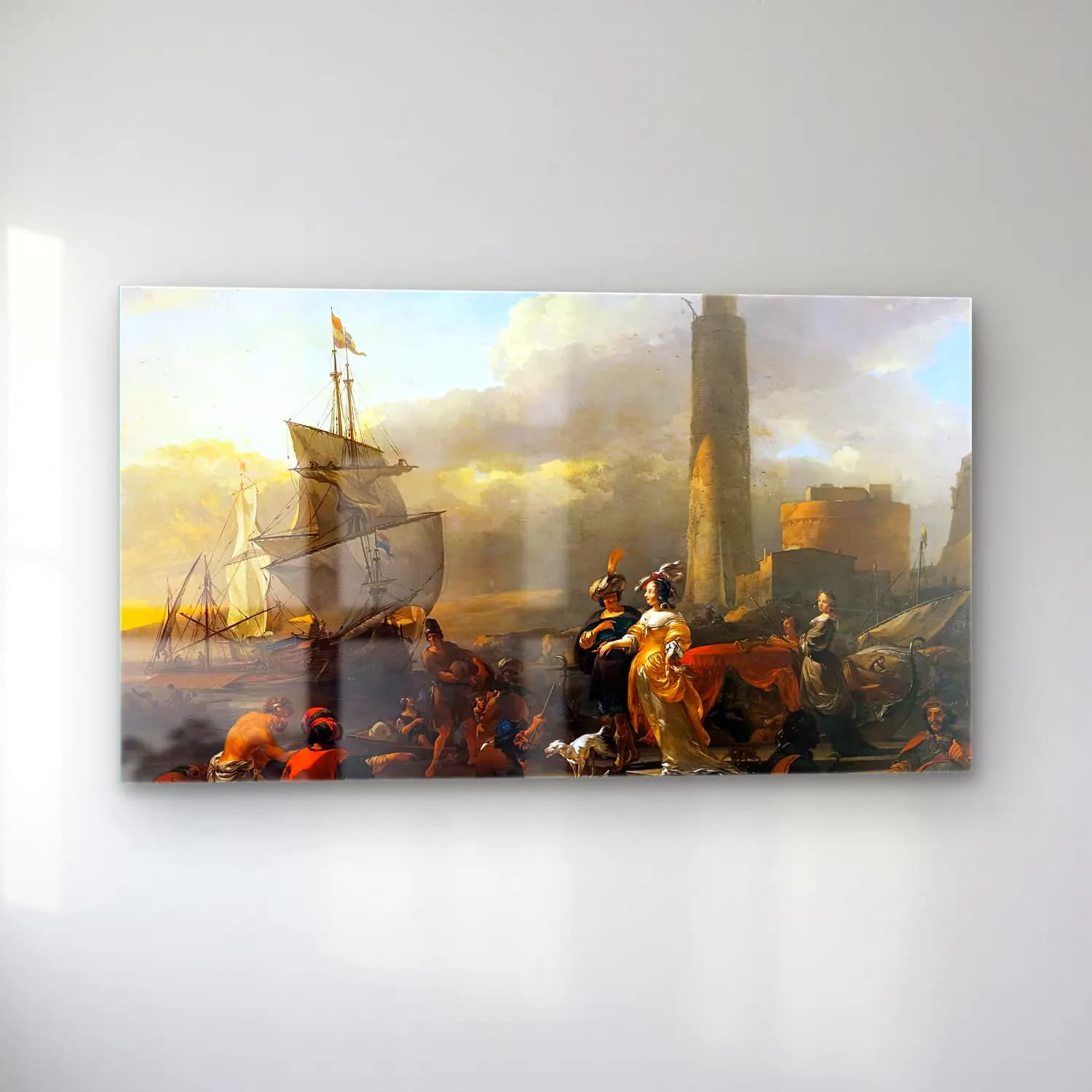 Nicolaes Berchem – A Harbour Scene cam tablo — sol açıdan görünüm