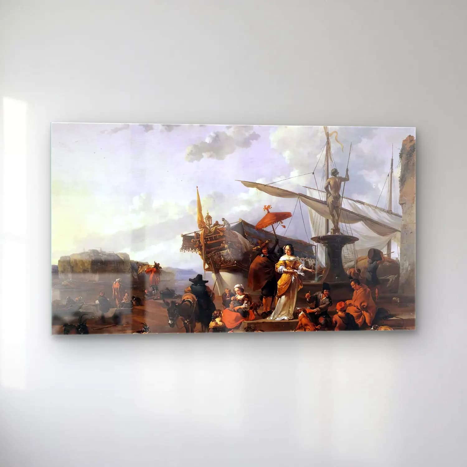 Nicolaes Berchem – A Southern Harbour Scene cam tablo — sol açıdan görünüm