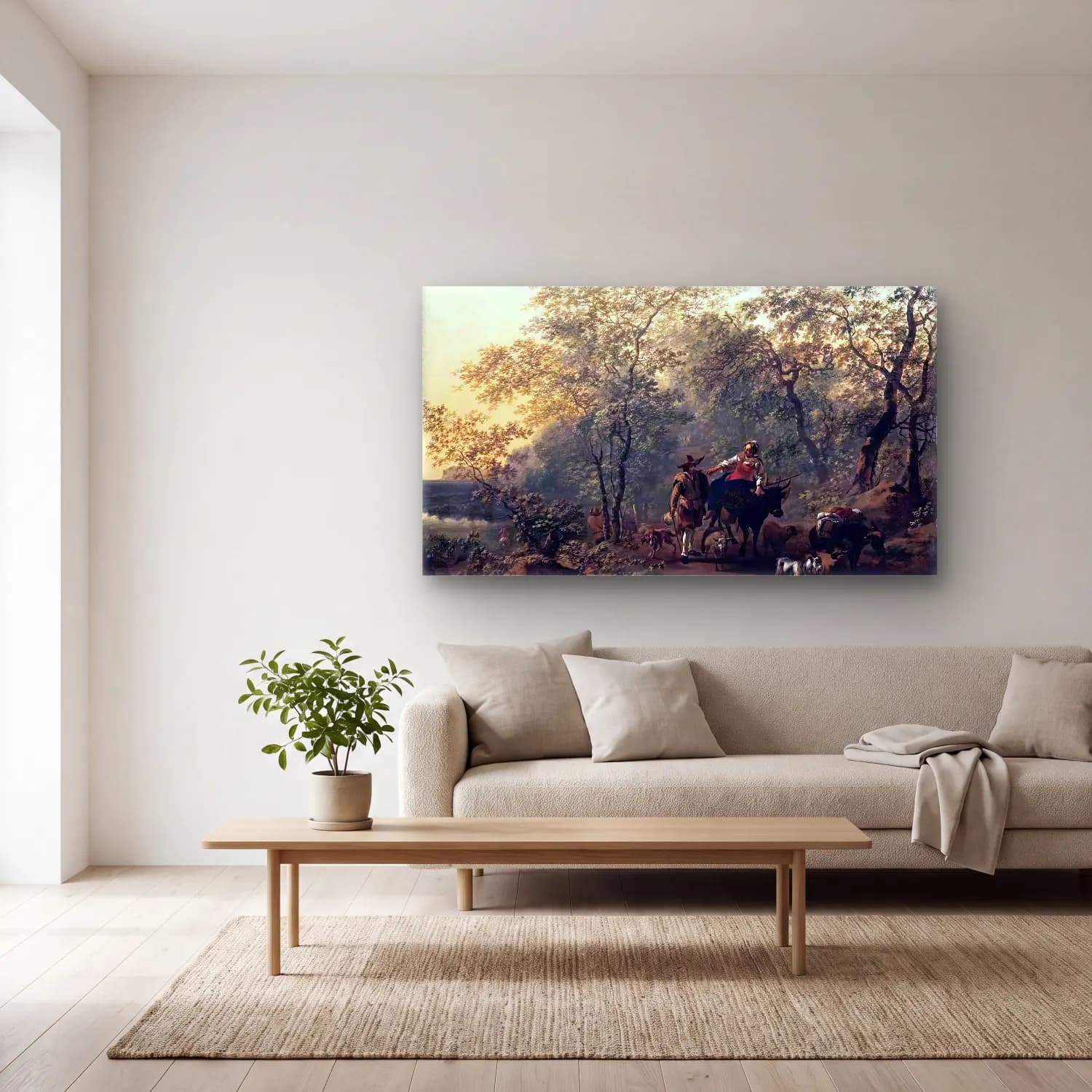 Nicolaes Berchem – An Italianate Landscape cam tablo — açık renk salonda