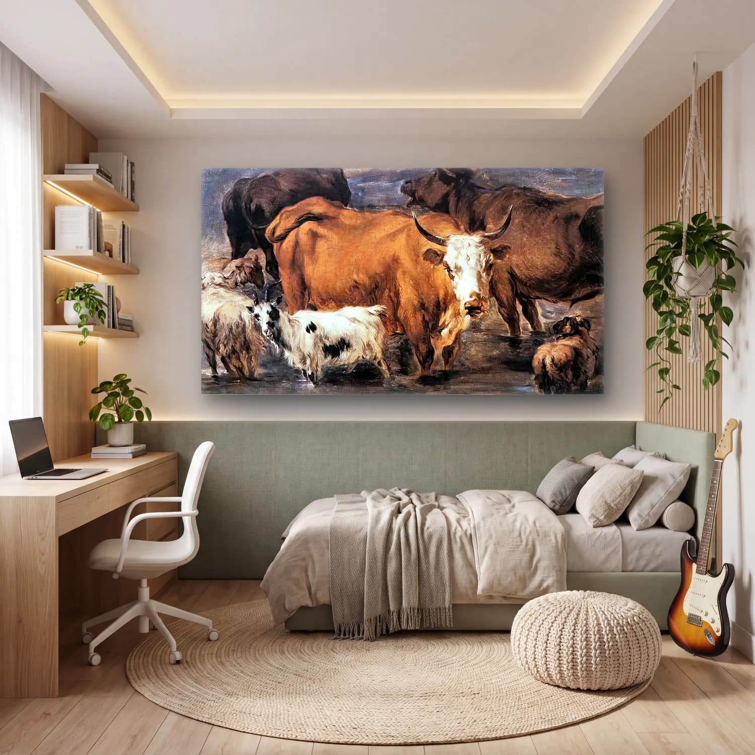 Nicolaes Berchem – Animal Study cam tablo — genç odasında