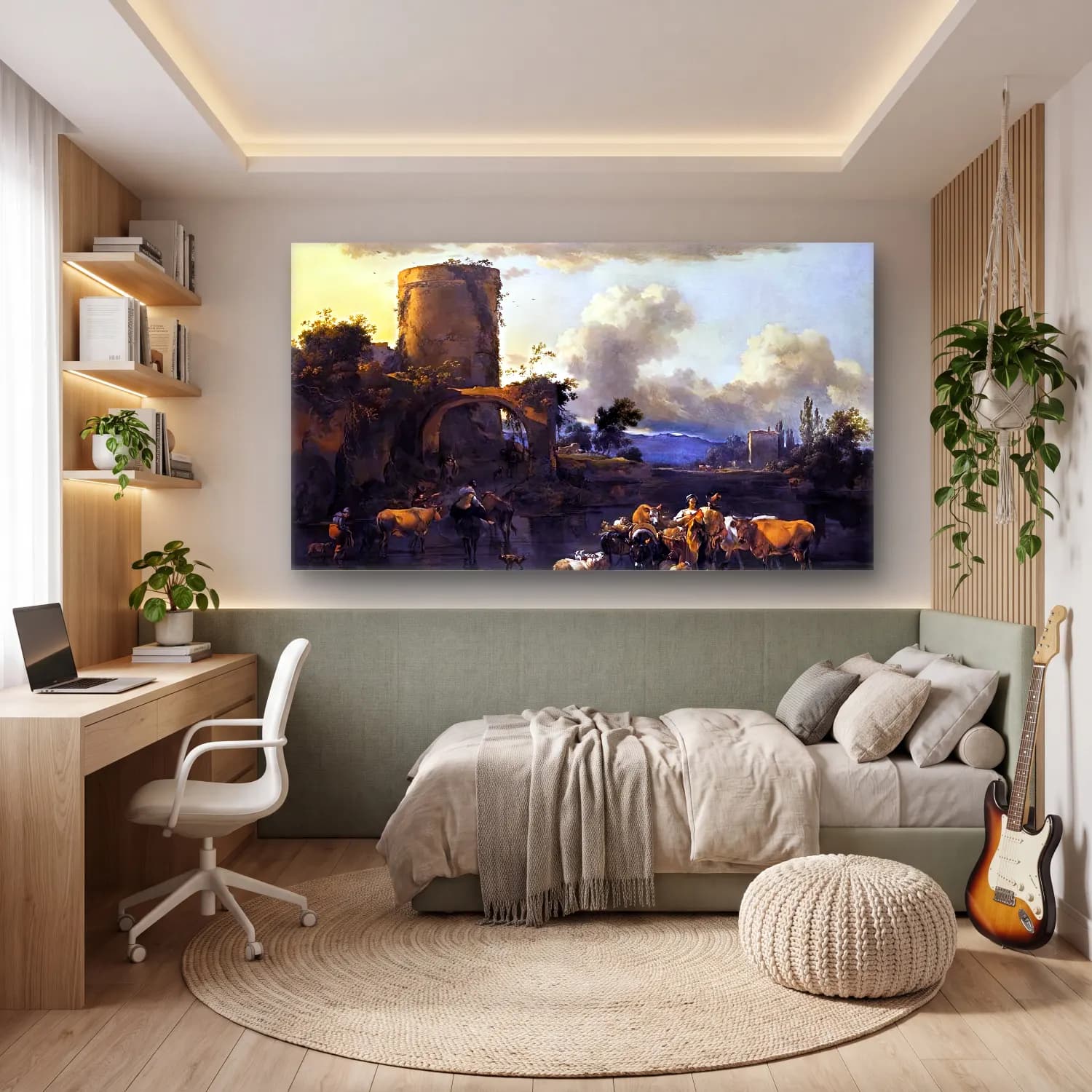 Nicolaes Berchem – Evening Landscape cam tablo — genç odasında