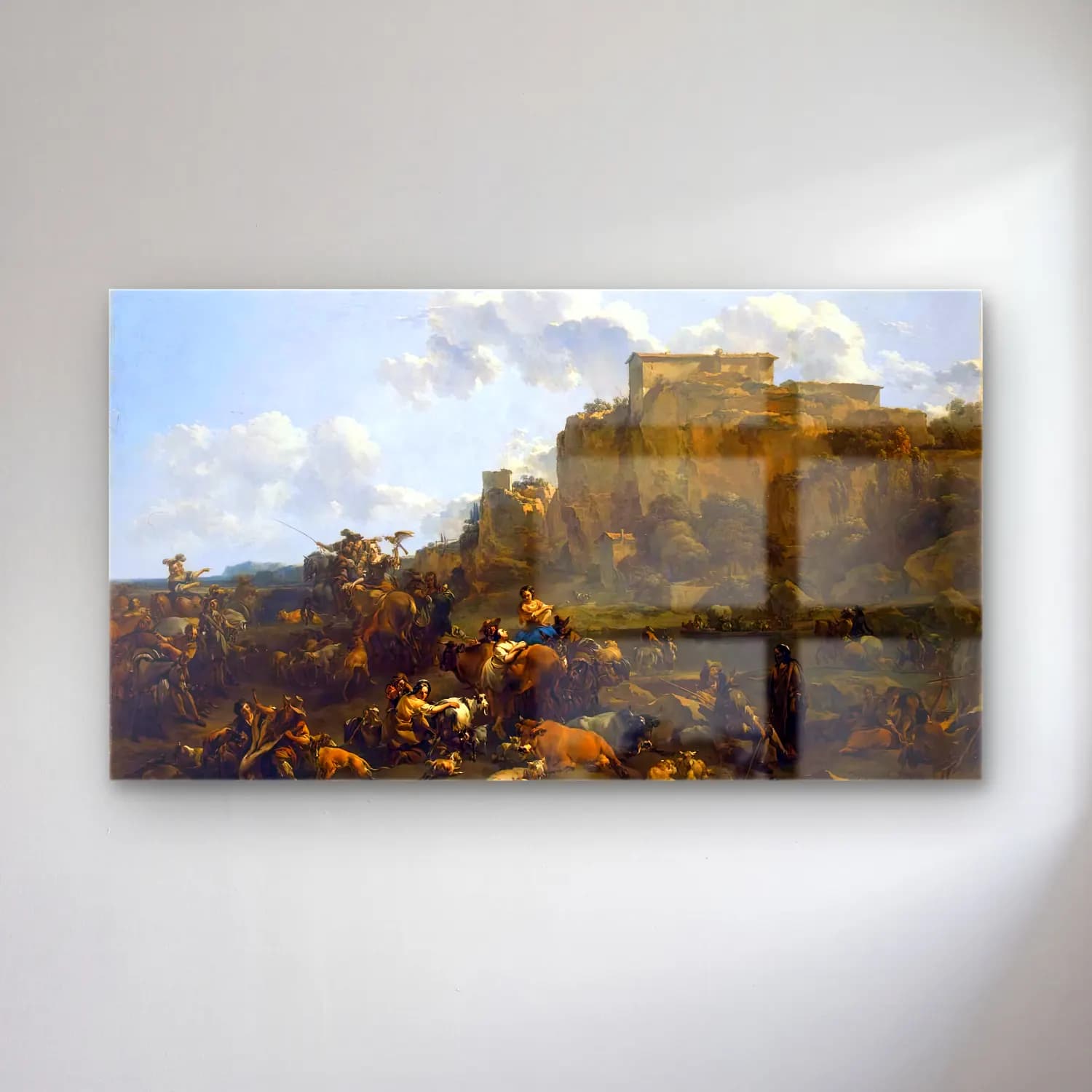 Nicolaes Berchem – Hunters Resting cam tablo — Nicolaes Berchem – Hunters Resting — yağlı boya savaş sahnesi