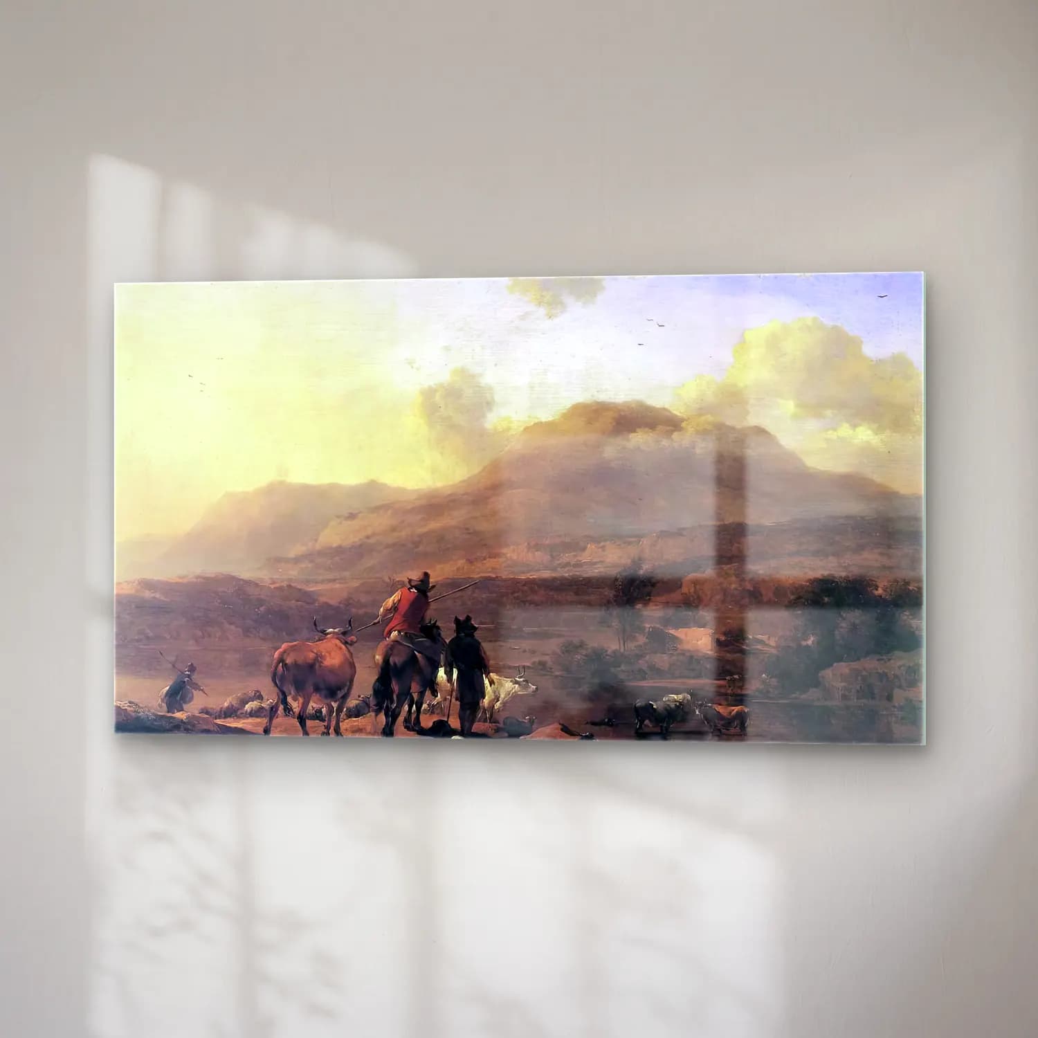 Nicolaes Berchem – Italian Landscape at Sunset cam tablo — sağ açıdan görünüm