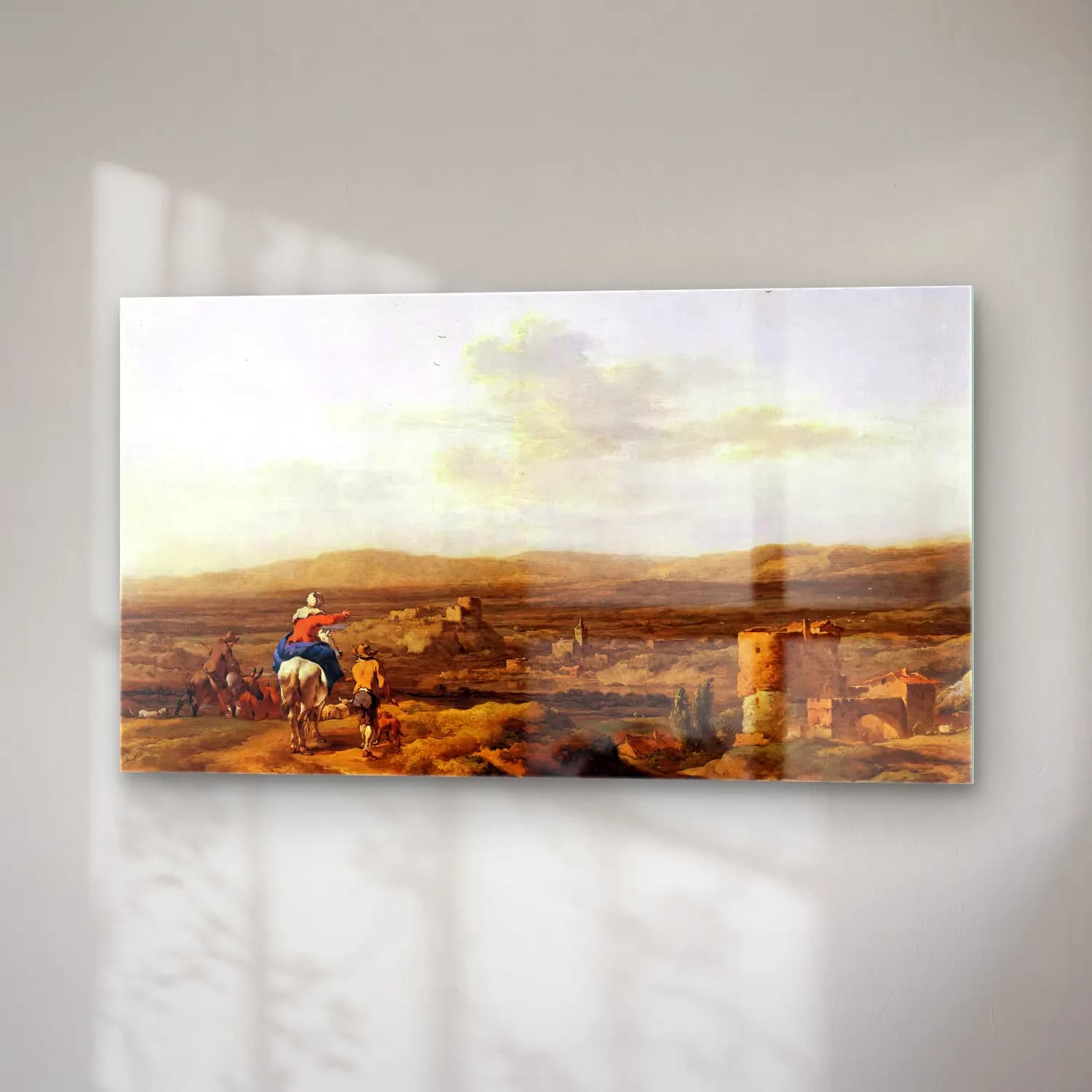 Nicolaes Berchem – Italian Landscape with Mountain Plateau cam tablo — sağ açıdan görünüm