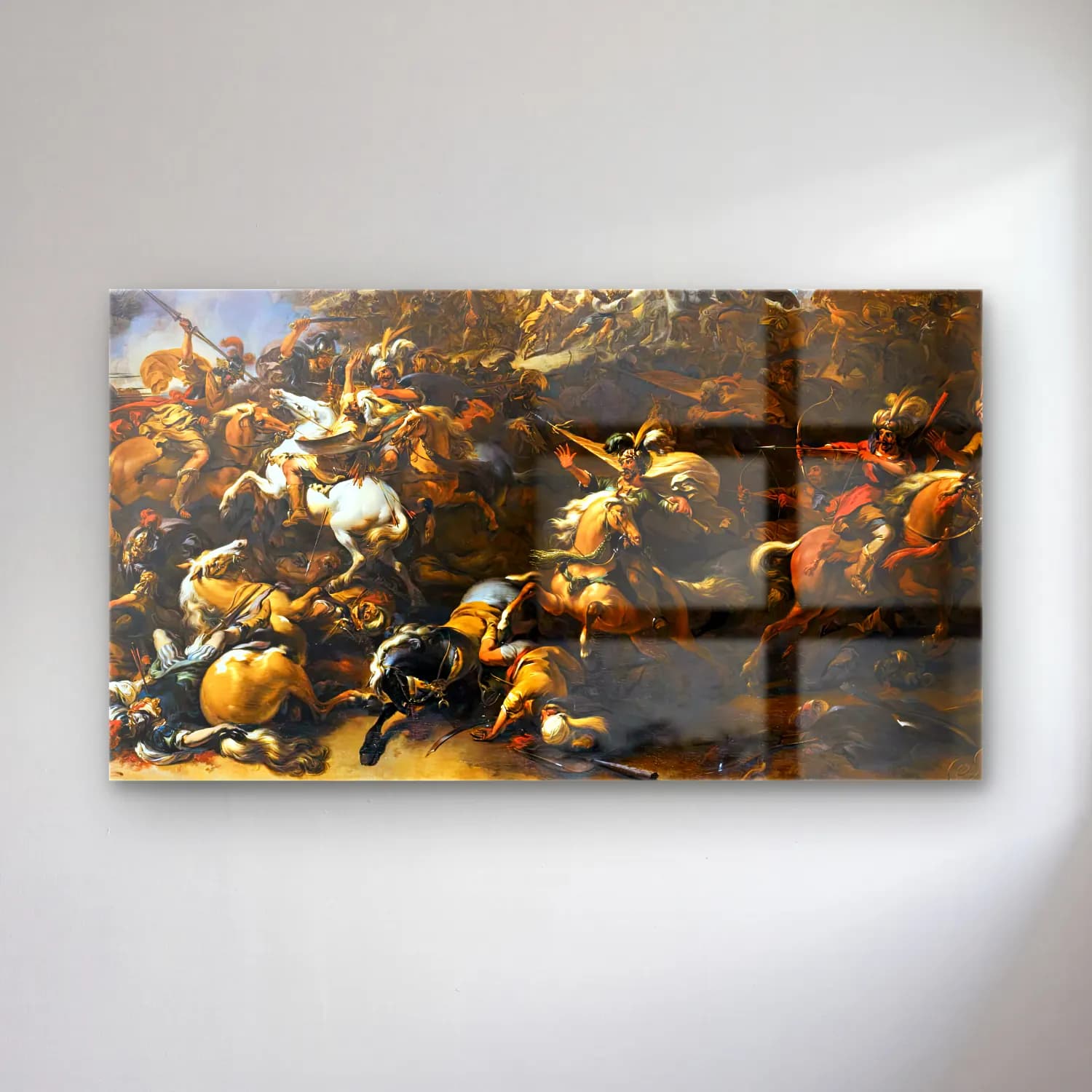Nicolaes Berchem – The Battle between Alexander and Porus (detail) cam tablo — Nicolaes Berchem – The Battle between Alexander and Porus (detail) — yağlı boya savaş sahnesi