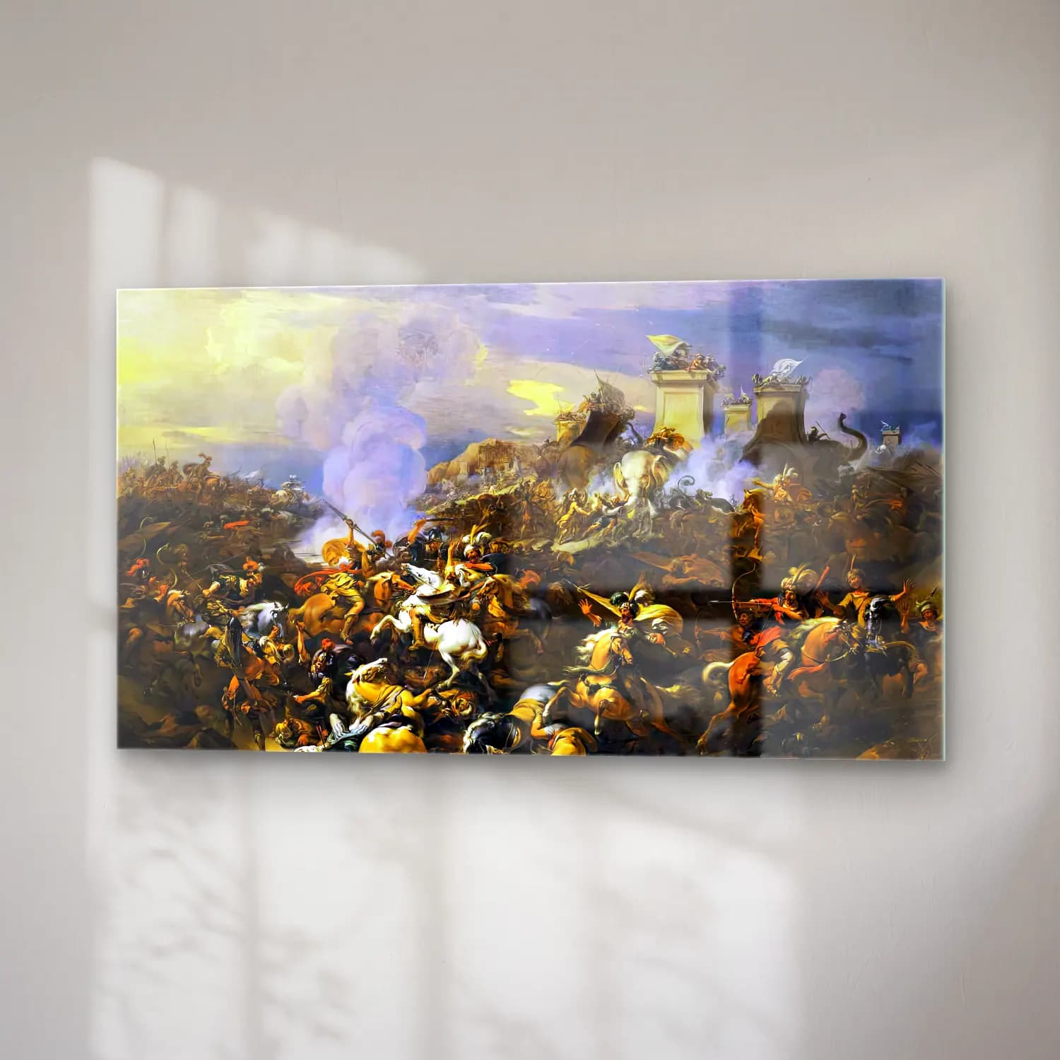 Nicolaes Berchem – The Battle between Alexander and Porus cam tablo — sağ açıdan görünüm