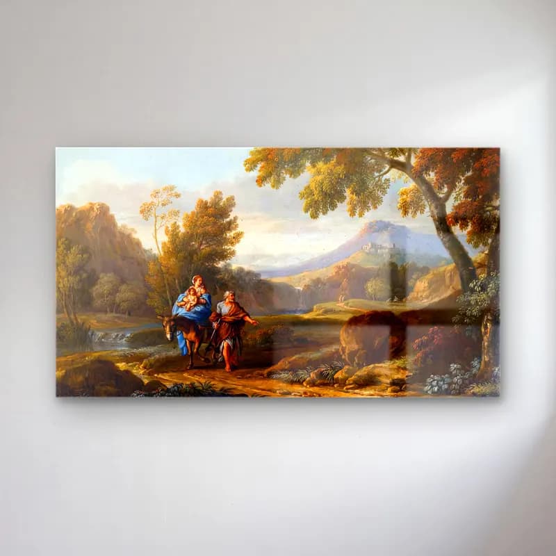 Jan Frans van Bloemen – Flight into Egypt cam tablo — Jan Frans van Bloemen – Flight into Egypt — yağlı boya dini sahne