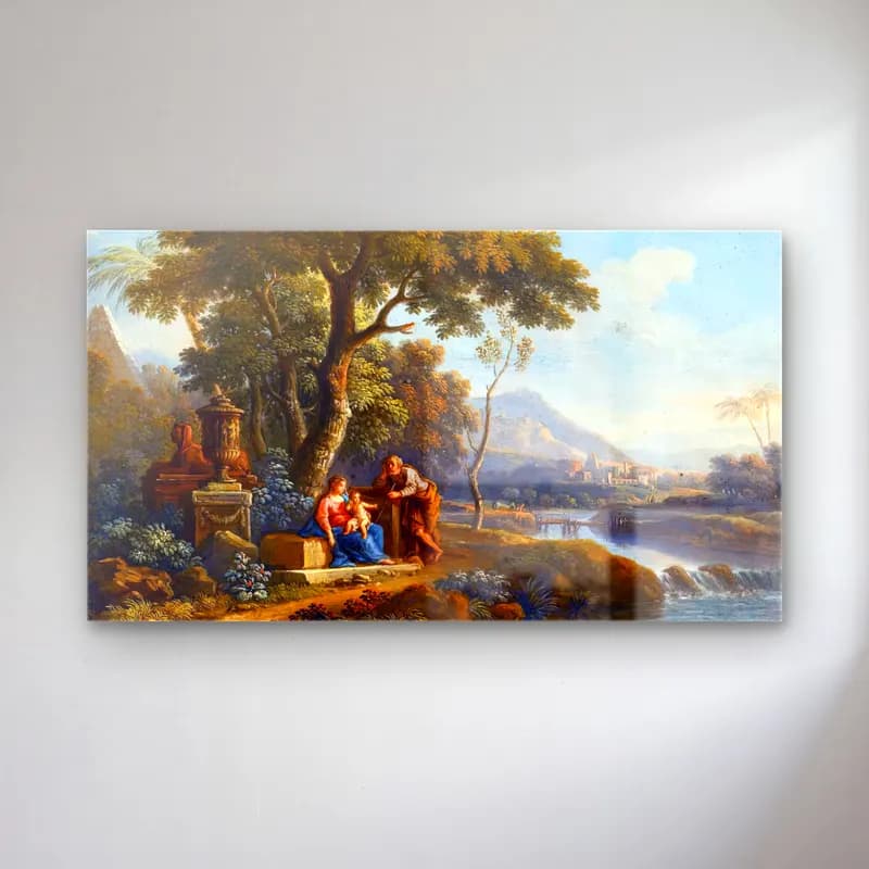 Jan Frans van Bloemen – Rest on the Flight to Egypt cam tablo — Jan Frans van Bloemen – Rest on the Flight to Egypt — yağlı boya dini sahne
