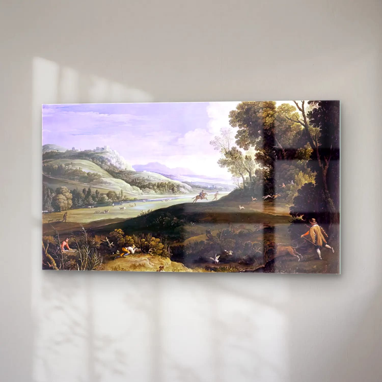 Paul Bril – Landscape with Huntsmen Pursuing a Hare cam tablo — sağ açıdan görünüm