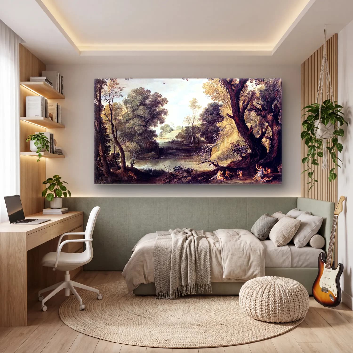 Paul Bril – Landscape with Nymphs and Satyrs cam tablo — genç odasında