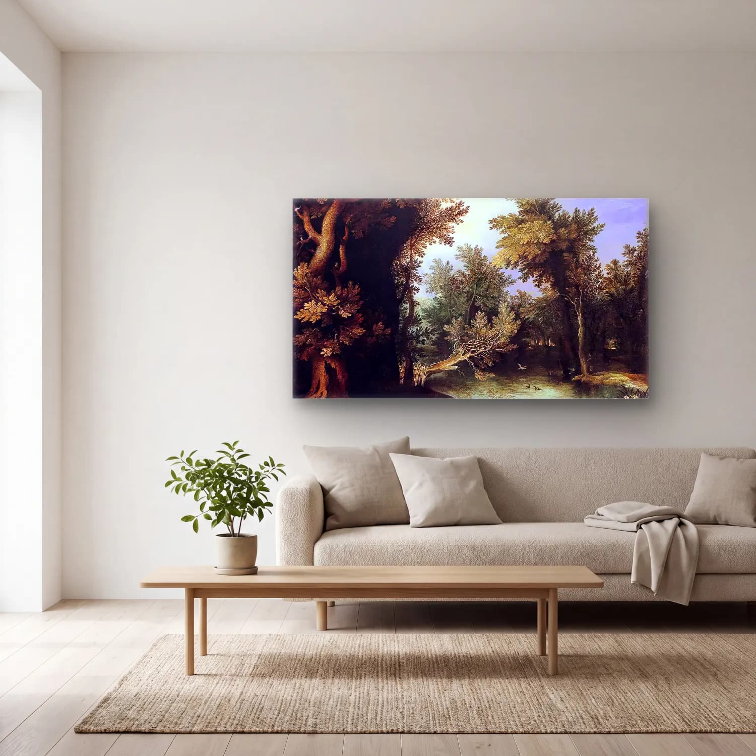 Paul Bril – Landscape with a Marsh cam tablo — açık renk salonda