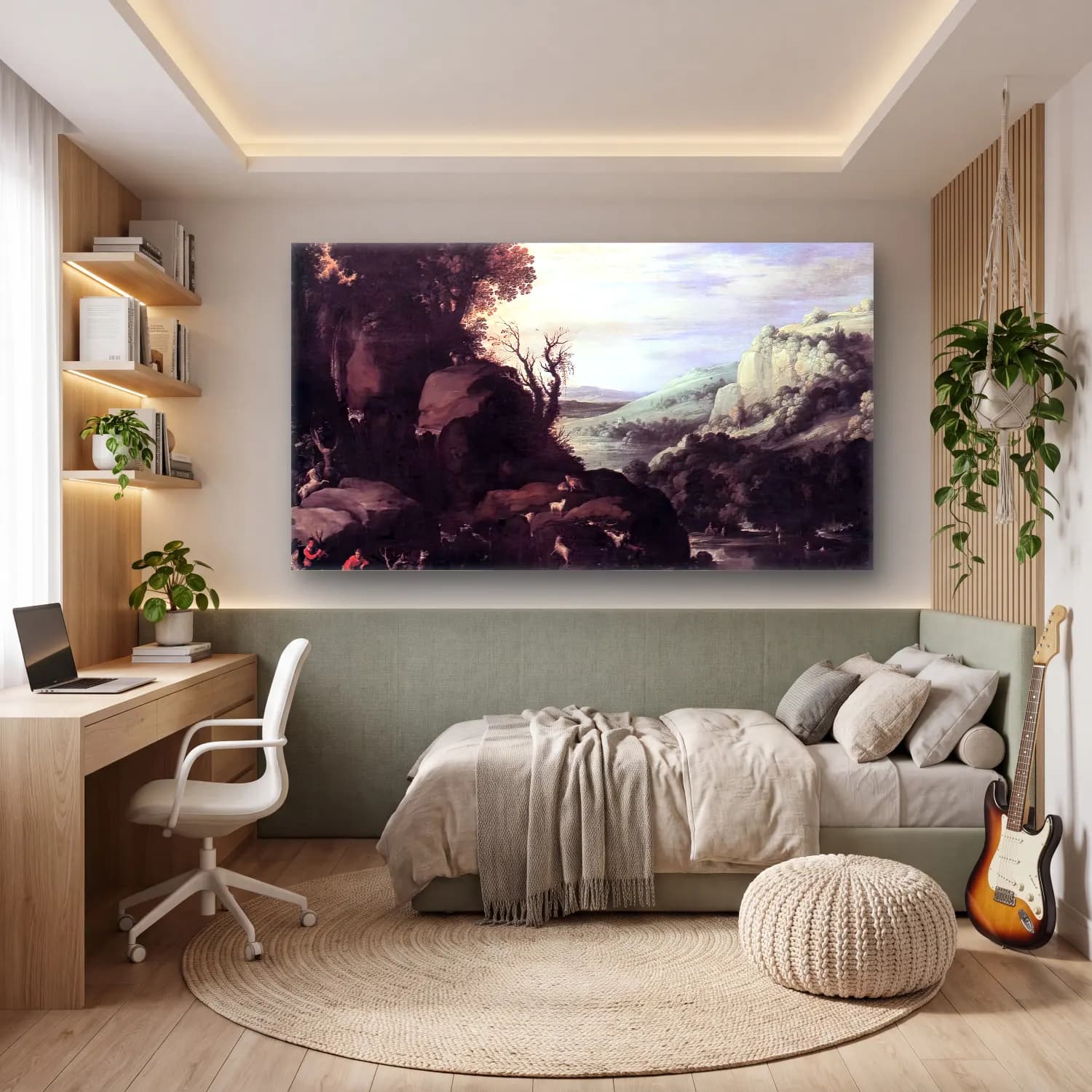 Paul Bril – Landscape – Siyah Beyaz Tonlar cam tablo — genç odasında