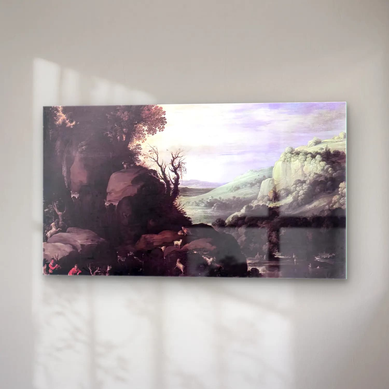 Paul Bril – Landscape – Siyah Beyaz Tonlar cam tablo — sağ açıdan görünüm