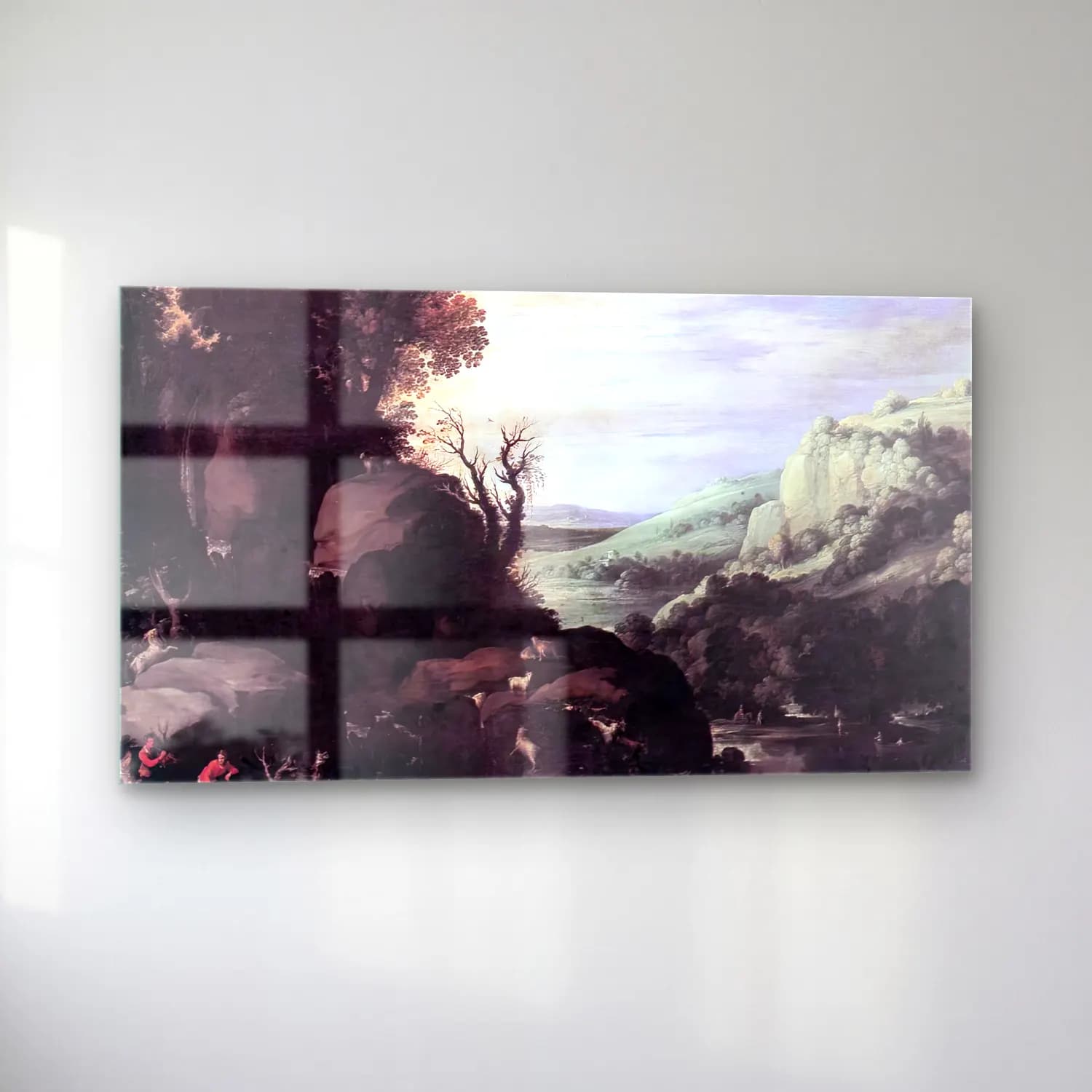 Paul Bril – Landscape – Siyah Beyaz Tonlar cam tablo — sol açıdan görünüm
