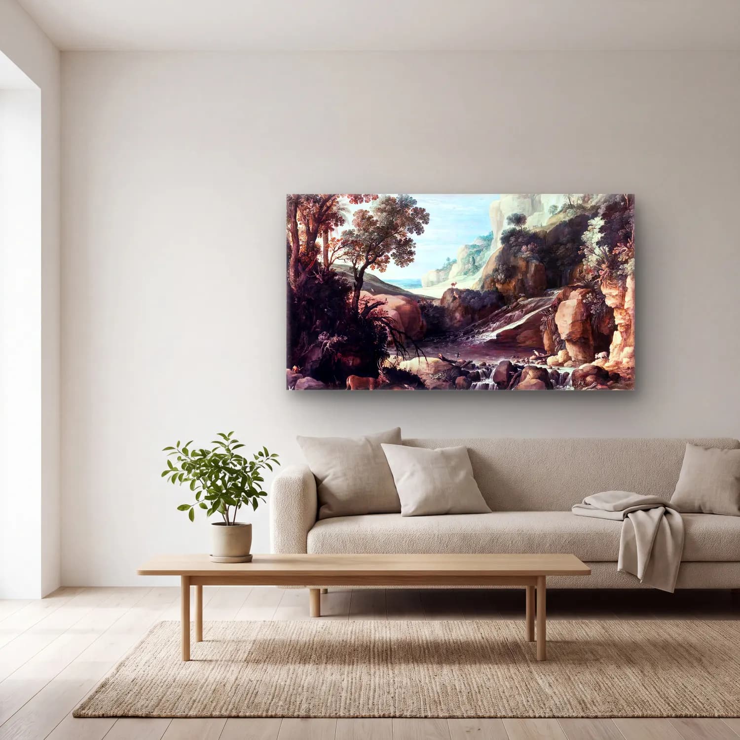 Paul Bril – Mountainous Landscape cam tablo — açık renk salonda