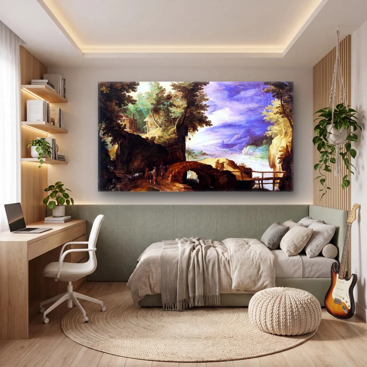 Paul Bril – Rocky Landscape with Shepherds cam tablo — genç odasında