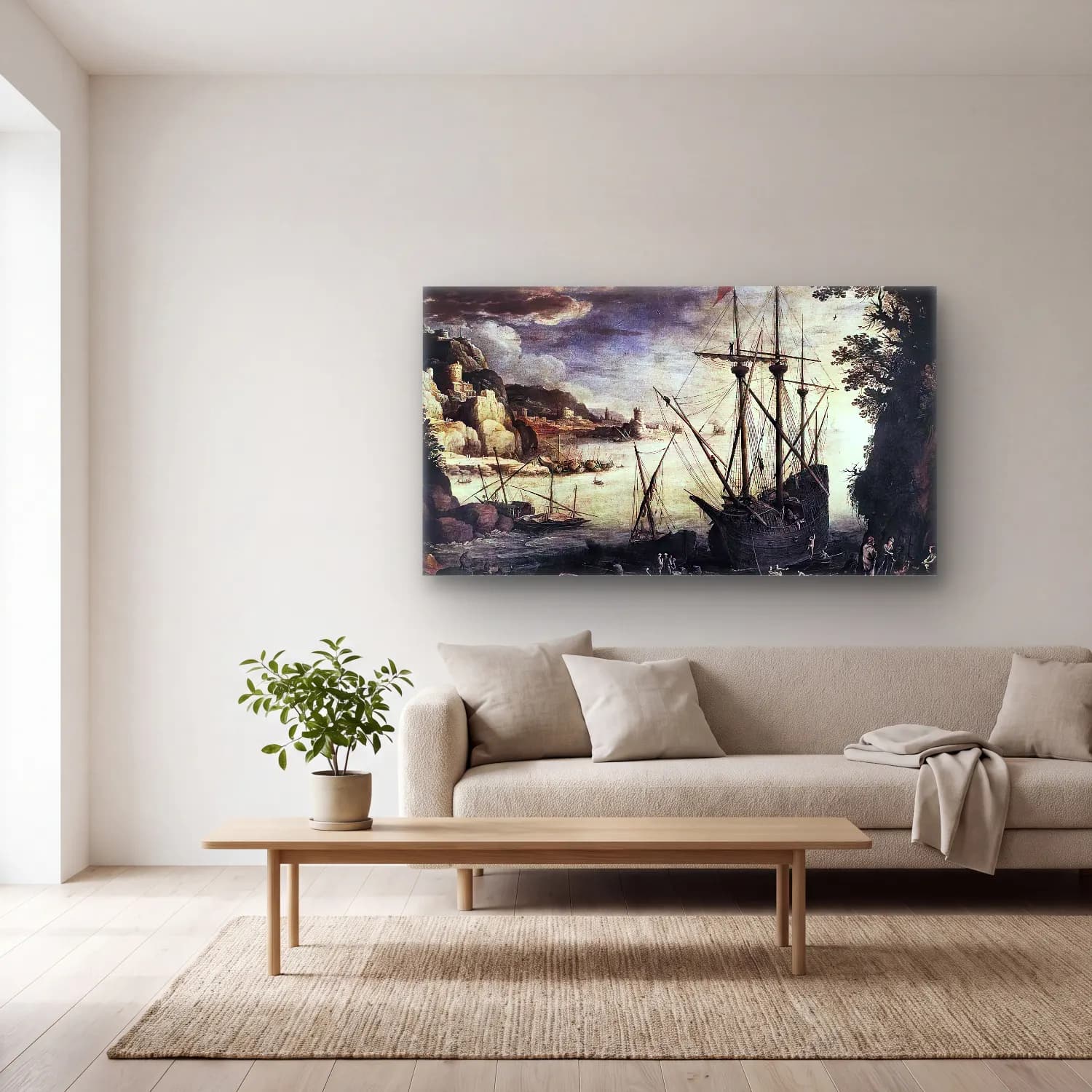 Paul Bril – The Port cam tablo — açık renk salonda
