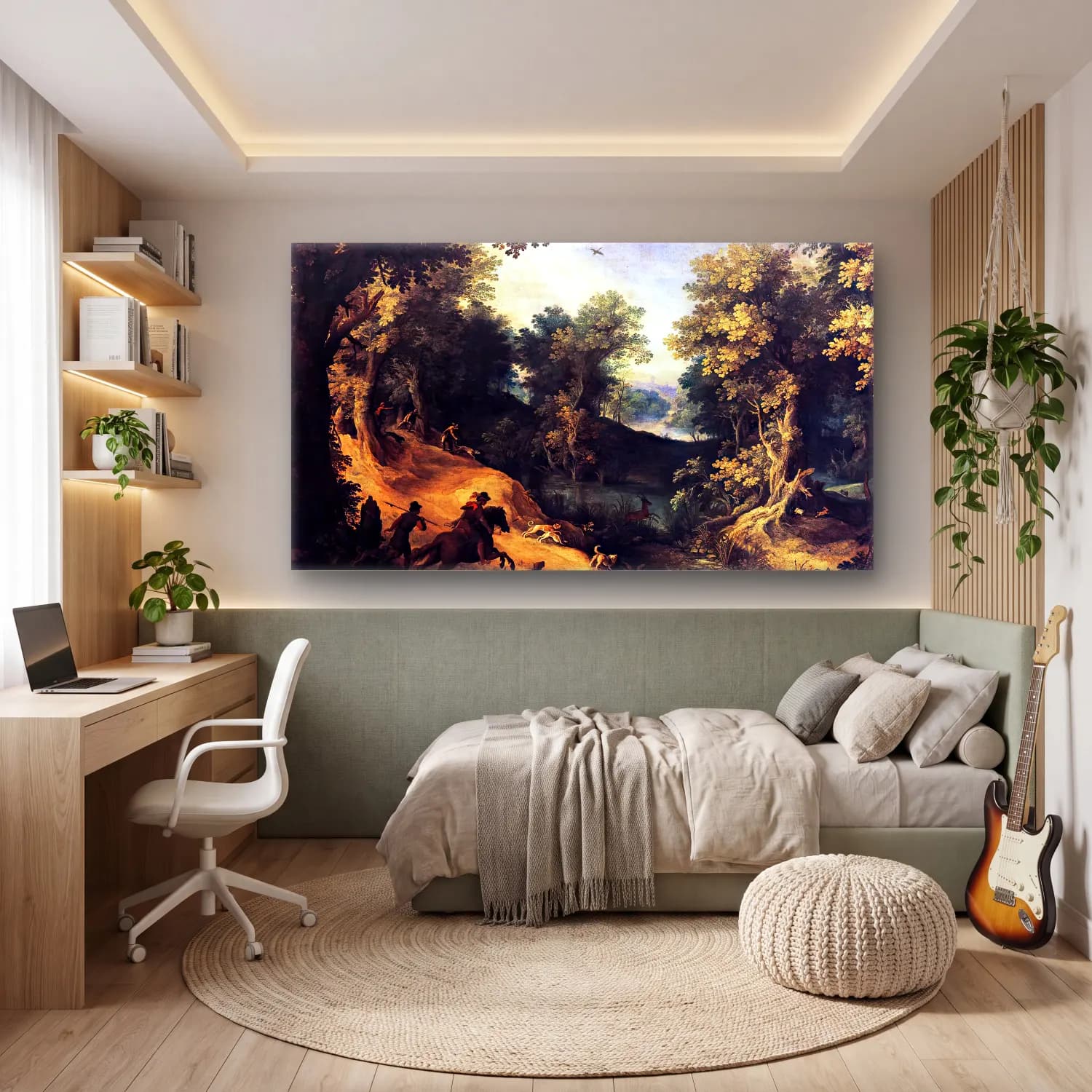 Paul Bril – The Stag Hunt cam tablo — genç odasında