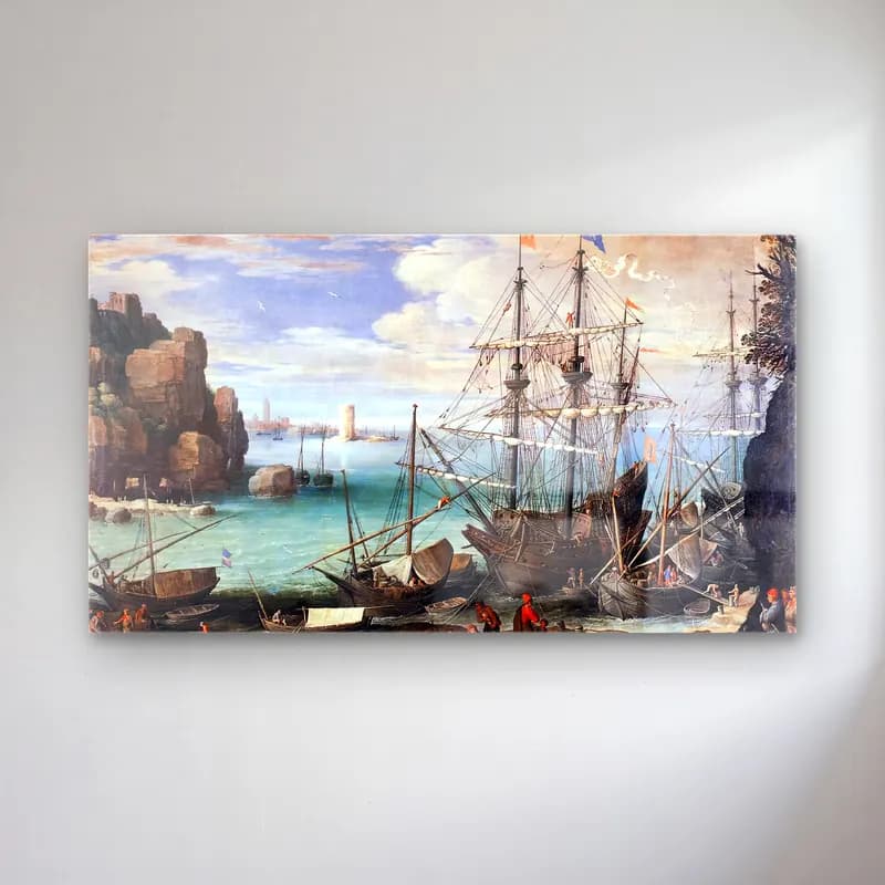 Paul Bril – View of a Port cam tablo — Paul Bril – View of a Port — vintage liman ve tekneler